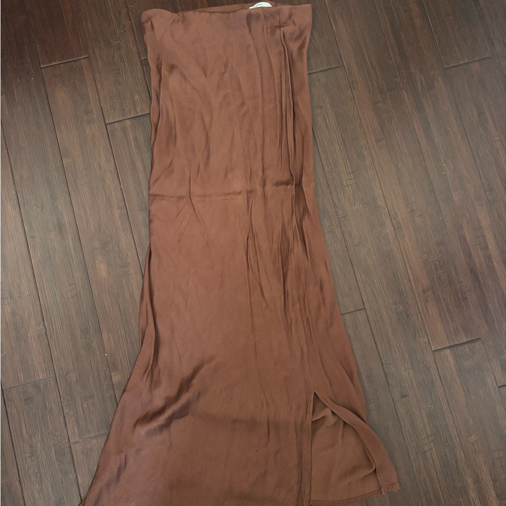 Long silk brown skirt